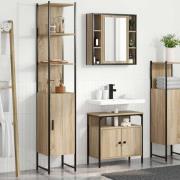 vidaXL Badrumsmöbelset med hylla 3 pcs Sonoma ek 33 x 33 x 185.5 cm