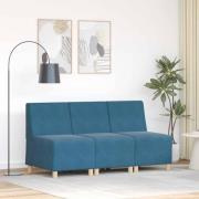 vidaXL Modulsofa utan armstöd 3 pcs Blå 55 x 74 x 82 cm Sammet