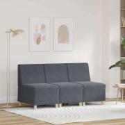 vidaXL Modulsofa utan armstöd 3 pcs Mörkgrå 55 x 74 x 82 cm Sammet