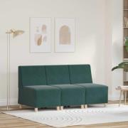 vidaXL Modulsofa utan armstöd 3 pcs Mörkgrön 55 x 74 x 82 cm Sammet
