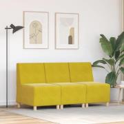 vidaXL Modulsofa utan armstöd 3 pcs Gul 55 x 74 x 82 cm Sammet