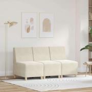 vidaXL Modulsofa utan armstöd 3 pcs Kräm 55 x 74 x 82 cm Sammet