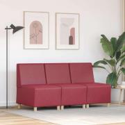 vidaXL Modulsofa utan armstöd 3 pcs Vinröd 55 x 74 x 82 cm Konstläder