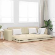 vidaXL Golvsoffa Säng 2-i-1 Gräddvit 245x150x60.5 cm Tyg