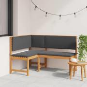 vidaXL Trädgårdshörnbänk Brun 140 x 100 x 91cm Massivt akaciaträ
