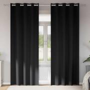 vidaXL Mörkläggningsgardiner med ringar Svart Polyester