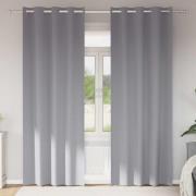 vidaXL Mörkläggningsgardiner med ringar Ljusgrå Polyester