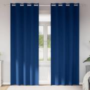vidaXL Mörkläggningsgardiner med ringar Mörkblå Polyester