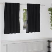 vidaXL Gardiner med gardiner 2 pcs Svart Polyester