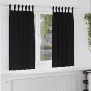 vidaXL Mörkläggningsgardiner med gardiner Svart Polyester
