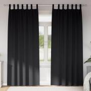 vidaXL Mörkläggningsgardiner med Ringar 2 pcs Svart 225 x 140 cm