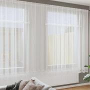 vidaXL Gardiner med gardiner Blommor Vit 400 x 245 cm Polyester