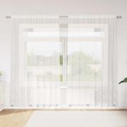 vidaXL Spetsgardin med gardiner Blommor Vit 245 x 200 cm Polyester