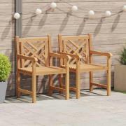vidaXL Trädgårdsstolar 2 pcs Brun 58 x 60 x 90 cm Massivt teakträ