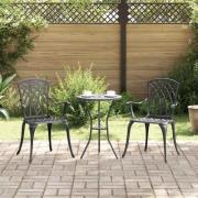 vidaXL Trädgård Stol 2 pcs Svart 55 x 56.5 x 91cm Aluminium