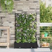 vidaXL Trädgårdsplanterare med trellis Svart 80 x 40 x 125.5 cm PP