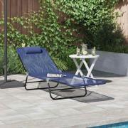 vidaXL Hopfällbar solstol Marinblå 182 x 55 x 85.5 cm Textilene