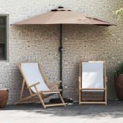 vidaXL Trädgårdsparasol med LED -remsljus Taupe 294 x 150 x 223 cm tyg