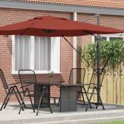 vidaXL Roma Parasol Röd 286 x 285 x 265 cm Polyester, aluminium