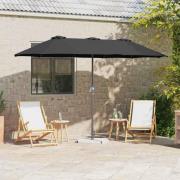 vidaXL Trädgårdsparasol Svart 370 x 197 x 239 cm Pulverlackerad stål