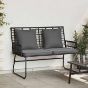 vidaXL Trädgårdsbänk Svart, Antracit Poly rattan, stål