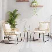 vidaXL Trädgårdsmöbelset 3 pcs Brun, Svart, Gräddfärgad