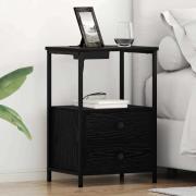 vidaXL Nattduksbord 2 pcs Svart Ek 40 x 31 x 60 cm Konstruerat trä