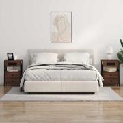 vidaXL Sängbord med laddningsstation 2 pcs Brun Ek 40 x 31 x 60 cm
