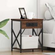 vidaXL Sängbord med laddningsstation 2 pcs brun ek 41 x 31 x 51 cm