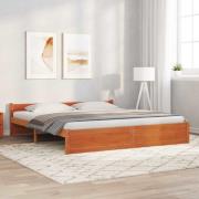 vidaXL Sängram Vaxbrun 205,5 x 185,5 x 51 cm Massiv furu