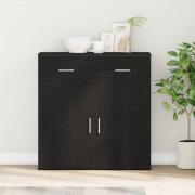 vidaXL Sideboard med låda Svart Ek 78 x 38 x 80 cm Konstruerat trä