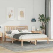 vidaXL Sängram med huvudgavel Brun 140 x 190 cm Massiv furu