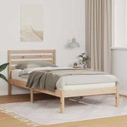 vidaXL Sängram med huvudgavel Brun 100 x 200 cm Massiv furu