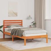 vidaXL Sängram med huvudgavel Vaxbrun 90 x 190 cm Massiv furu
