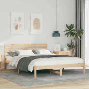 vidaXL Sängram med huvudgavel Brun 160 x 200 cm Massiv furu