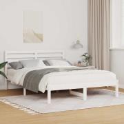 vidaXL Sängram med huvudgavel Vit 120 x 200 cm Massiv furu