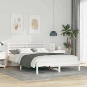 vidaXL Sängram med huvudgavel Vit 140 x 210 cm Massiv furu