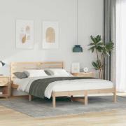 vidaXL Sängram med huvudgavel Brun 140 x 220 cm Massiv furu