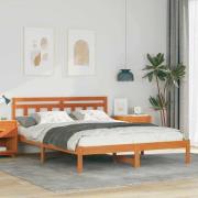 vidaXL Sängram Brun 140 x 200 cm Massiv furu