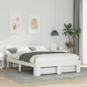 vidaXL Sängram med huvudgavel Vit 140 x 200 cm Massiv furu