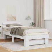 vidaXL Sängram med huvudgavel Vit 100 x 200 cm Massiv furu
