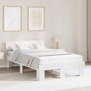 vidaXL Sängram med huvudgavel Vit 140 x 190 cm Massiv furu