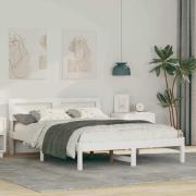 vidaXL Sängram med huvudgavel Vit 140 x 190 cm Massiv furu