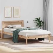 vidaXL Sängram med huvudgavel Brun 90 x 190 cm Massiv furu