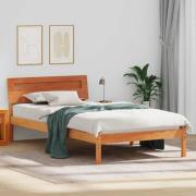 vidaXL Sängram med huvudgavel Vaxbrun 75 x 190 cm Massiv furu
