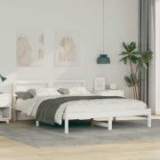 vidaXL Sängram med huvudgavel Vit 160 x 200 cm Massiv furu