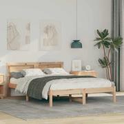 vidaXL Sängram med huvudgavel Brun 120 x 200 cm Massiv furu