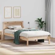 vidaXL Sängram med huvudgavel Brun 90 x 190 cm Massiv furu