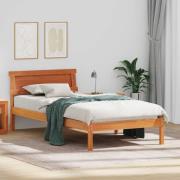 vidaXL Sängram med huvudgavel Vaxbrun 90 x 190 cm Massiv furu