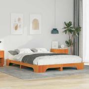 vidaXL Sängram Brun 140 x 210 cm Massiv furu